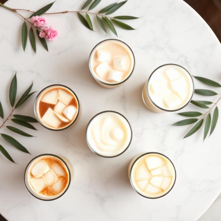 Flat lay of boba drinks