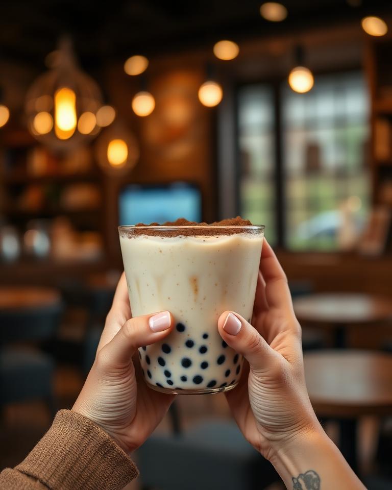 Hands holding boba